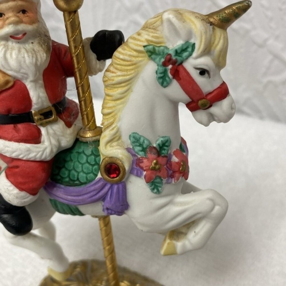 Vintage Scarborough Fair Santa Clause on a unicorn carousel with jewel accents - Picture 4 of 10